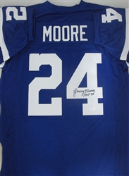 LENNY MOORE SIGNED INDY COLTS CUSTOM JERSEY W/ HOF '75 - JSA