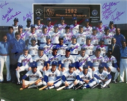 MILWAUKEE BREWERS SIGNED 1982 TEAM 16X20 PHOTO W/ 32 SIGS