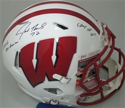 JOE THOMAS SIGNED WI BADGERS FULL SIZE AUTHENTIC SPEED HELMET W/ 2 SCRIPTS - JSA