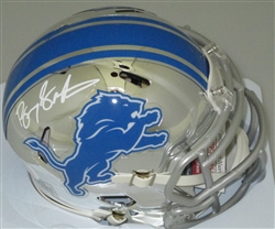 BARRY SANDERS SIGNED LIONS CHROME SPEED MINI HELMET - JSA