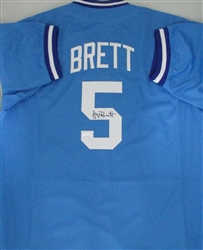 GEORGE BRETT SIGNED CUSTOM REPLICA ROYALS BLUE JERSEY - JSA