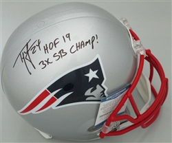 TY LAW SIGNED FULL SIZE REPLICA PATRIOTS HELMET W/ 2 SCRIPTS  - BCA