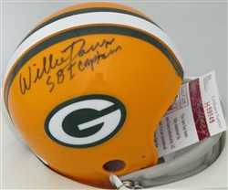 WILLIE DAVIS SIGNED PACKERS 2 BAR MINI HELMET W/ SB CAPTAIN - JSA