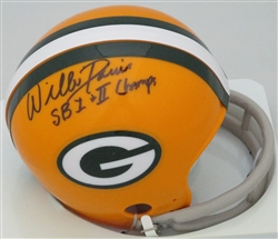 WILLIE DAVIS SIGNED PACKERS 2 BAR MINI HELMET W/ SB CHAMPS