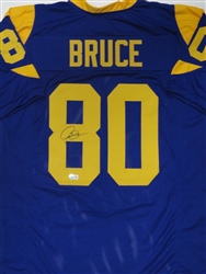 ISAAC BRUCE SIGNED CUSTOM REPLICA STL RAMS JERSEY - BAS