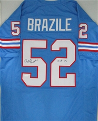 ROBERT BRAZILE SIGNED CUSTOM REPLICA HOUSTON OILERS JERSEY W/ HOF - JSA