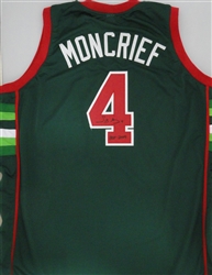 SIDNEY MONCRIEF SIGNED CUSTOM REPLICA GREEN BUCKS JERSEY RED #'S W/ HOF