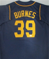 CORBIN BURNES SIGNED CUSTOM REPLICA BREWERS BLUE JERSEY - JSA