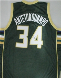 GIANNIS ANTETOKOUNMPO SIGNED CUSTOM REPLICA BUCKS GREEN JERSEY - JSA