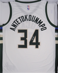 GIANNIS ANTETOKOUNMPO SIGNED FANATICS ASSOSCIATION BUCKS WHITE JERSEY - BECKETT