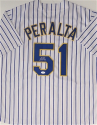 FREDDY PERALTA SIGNED CUSTOM REPLICA BREWERS RETRO JERSEY - JSA