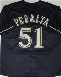 FREDDY PERALTA SIGNED CUSTOM REPLICA BREWERS NAVY JERSEY - JSA