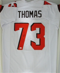 JOE THOMAS SIGNED CUSTOM BROWNS WHITE JERSEY - JSA