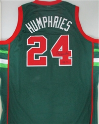 JAY HUMPHRIES SIGNED CUSTOM REPLICA GREEN w/ RED BUCKS JERSEY #2