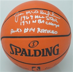 JON McGLOCKLIN SIGNED REPLICA SPALDING BASKETBALL W/ 3 INSCRIPTIONS - BUCKS