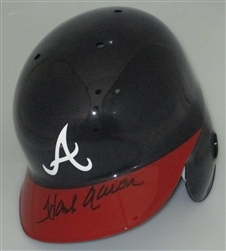 HENRY HANK AARON SIGNED FULL SIZE ATLANTA BRAVES EAR FLAP HELMET - JSA