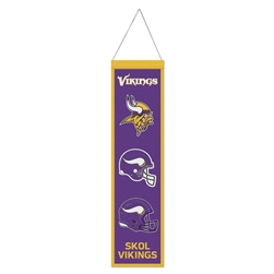 MINNESOTA VIKINGS 8X32 WOOL HERITAGE BANNER