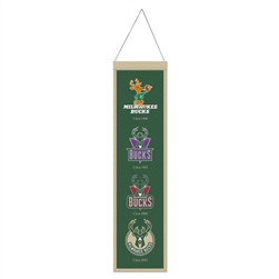 MILWAUKEE BUCKS 8X32 WOOL HERITAGE BANNER