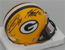 JORDY NELSON & DONALD DRIVER DUAL SIGNED PACKERS MINI HELMET - JSA