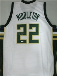 KHRIS MIDDLETON SIGNED CUSTOM REPLICA BUCKS WHITE JERSEY - JSA