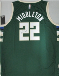 KHRIS MIDDLETON SIGNED FANATICS FAST BREAK BUCKS GREEN JERSEY - JSA