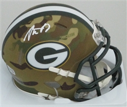 AARON RODGERS SIGNED PACKERS CAMO SPEED MINI HELMET - FAN