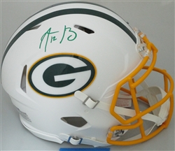 AARON RODGERS SIGNED FULL SIZE PACKERS FLAT WHITE AUTHENTIC HELMET - FAN