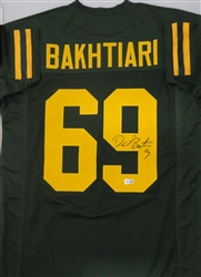 DAVID BAKHTIARI SIGNED CUSTOM REPLICA PACKERS THROWBACK JERSEY - BAS