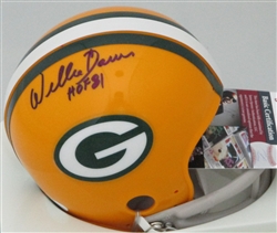 WILLIE DAVIS SIGNED PACKERS 2 BAR MINI HELMET W/ HOF 81 - JSA