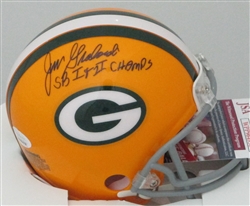 JIM GRABOWSKI SIGNED PACKERS THROWBACK MINI HELMET W/ SB I & II - JSA