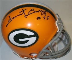 FORREST GREGG SIGNED PACKERS MINI HELMET W/ #75 - JSA