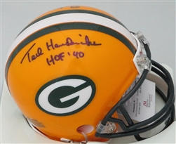 TED HENDRICKS SIGNED PACKERS MINI HELMET W/ 2 INSC - JSA