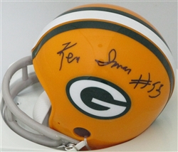 KEN IMAN SIGNED PACKERS 2BAR MINI HELMET