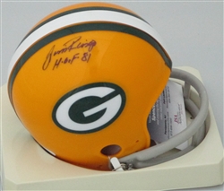 JIM RINGO (d) SIGNED PACKERS 2 BAR MINI HELMET W/ HOF - JSA