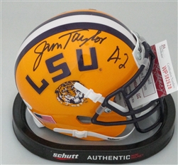 JIM TAYLOR (d) SIGNED LSU TIGERS MINI HELMET - JSA