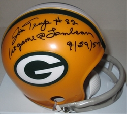 JIM TEMP (d) SIGNED PACKERS 2 BAR MINI HELMET W/ 1ST GAME