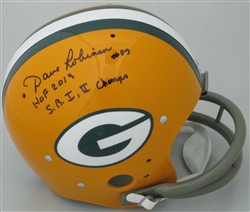 DAVE ROBINSON SIGNED FULL SIZE PACKERS TK SUSPENSION HELMET W/ 2 SCRIPTS