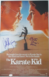 MARTIN KOVE & WILLIAM ZABKA SIGNED THE KARATE KID 11x17 MOVIE POSTER