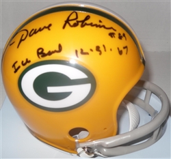 DAVE ROBINSON SIGNED PACKERS 2-BAR MINI HELMET W/ ICE BOWL 12-31-67