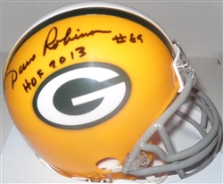 DAVE ROBINSON SIGNED PACKERS THROWBACK MINI HELMET W/ HOF 2013