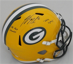 JORDY NELSON SIGNED FULL SIZE PACKERS REPLICA SPEED HELMET W/ 2 SCRIPTS - JSA