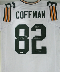 PAUL COFFMAN SIGNED CUSTOM REPLICA WHITE PACKERS JERSEY W/ STATS - JSA