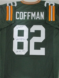 PAUL COFFMAN SIGNED CUSTOM REPLICA GREEN PACKERS JERSEY W/ 2 SCRIPTS - JSA