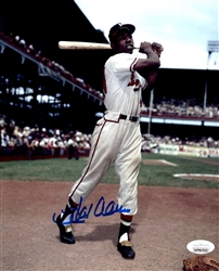 HENRY HANK AARON SIGNED 8X10 MILW. BRAVES PHOTO #23 - JSA