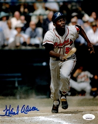 HENRY HANK AARON SIGNED 8X10 MILW. BRAVES PHOTO #24 - JSA