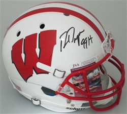 RON DAYNE SIGNED FULL SIZE WI BADGERS REPLICA SCHUTT HELMET W/ 99 H - JSA