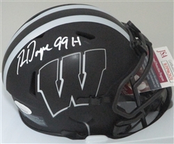 RON DAYNE SIGNED WISCONSIN BADGERS ECLIPSE SPEED MINI HELMET W/ 99H - JSA