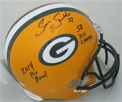 SAM SHIELDS SIGNED FULL SIZE PACKERS REPLICA HELMET W/ SCRIPTS - JSA