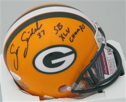 SAM SHIELDS SIGNED PACKERS MINI HELMET W/ XLV - JSA