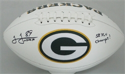 JAMES JONES SIGNED WILSON PACKERS LOGO REPLICA FOOTBALL W/ XLV CHAMPS - JSA